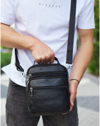 Чоловіча сумка-барсетка шкіряна Catani, чорна