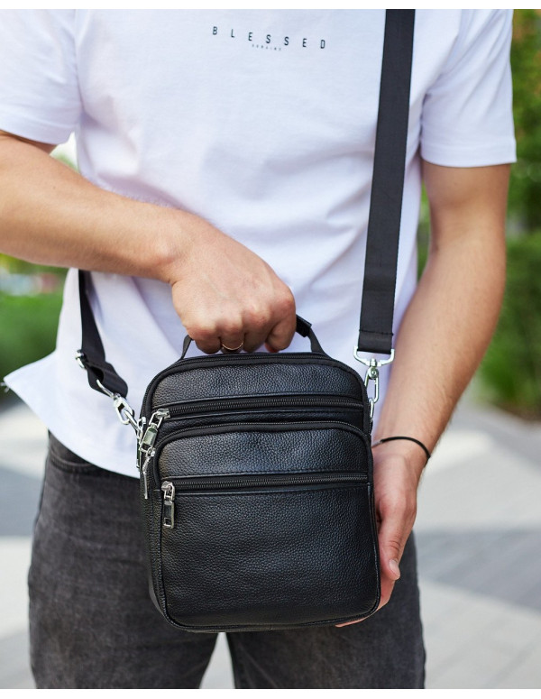 Чоловіча сумка-барсетка шкіряна Catani, чорна