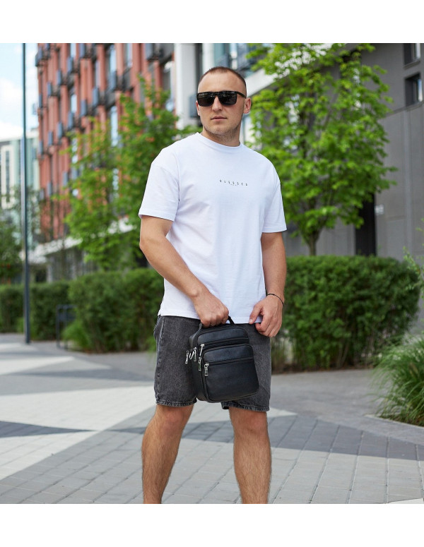 Чоловіча сумка-барсетка шкіряна Catani, чорна