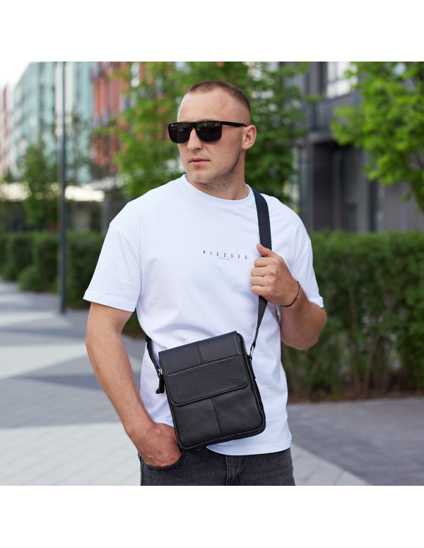 Чоловіча сумка шкіряна планшет Savona, чорна