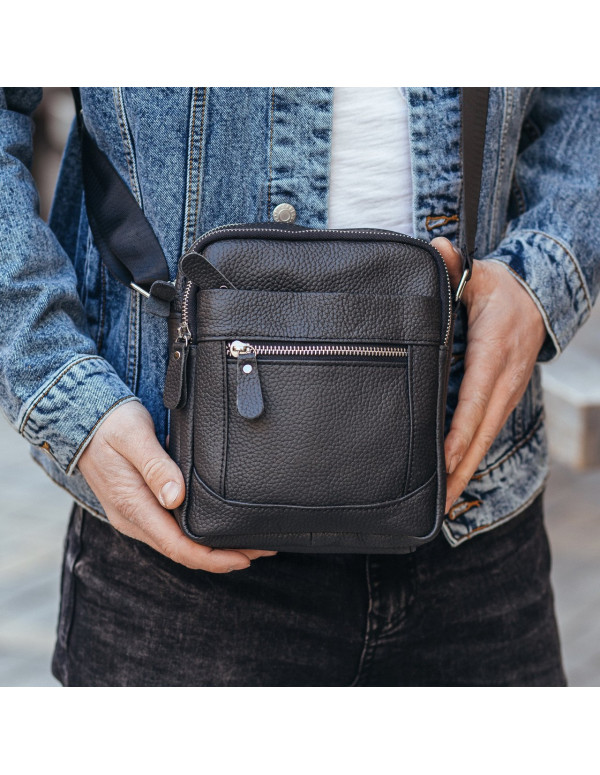 Чоловіча шкіряна сумка планшет Monopoli, чорна