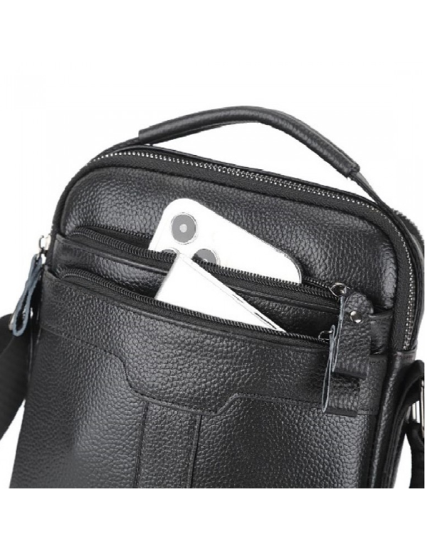 Чоловіча шкіряна сумка-месенджер Ancon, чорна