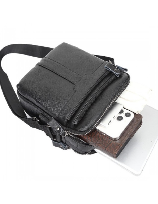 Чоловіча шкіряна сумка-месенджер Ancon, чорна
