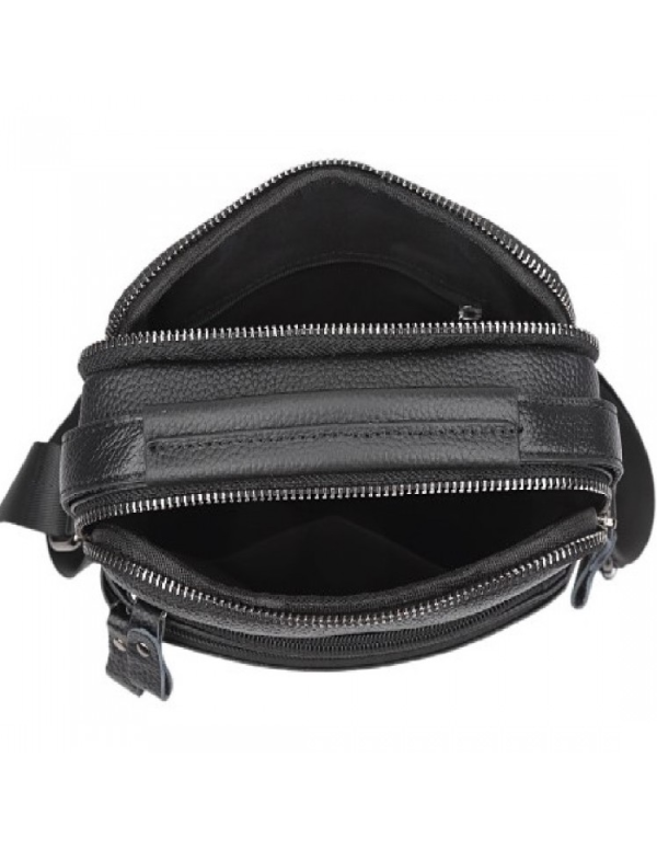 Чоловіча шкіряна сумка-месенджер Ancon, чорна
