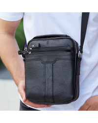 Шкіряна чоловіча сумка-барсетка Berga, чорна