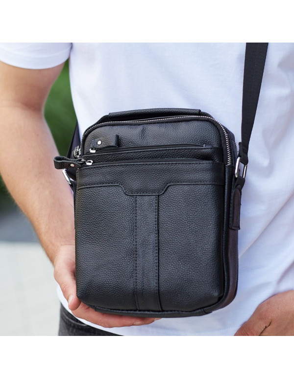 Шкіряна чоловіча сумка-барсетка Berga, чорна