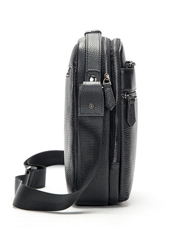 Шкіряна чоловіча сумка планшет через плече Matera, чорна