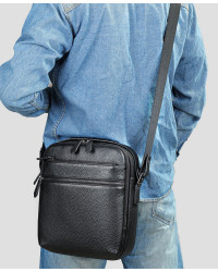 Шкіряна чоловіча сумка планшет через плече Matera, чорна