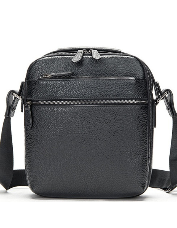 Шкіряна чоловіча сумка планшет через плече Matera, чорна