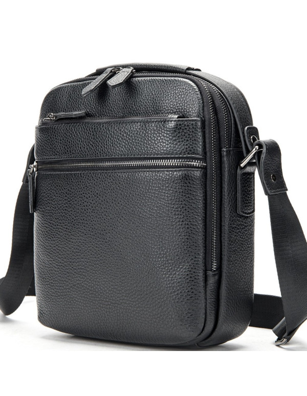 Шкіряна чоловіча сумка планшет через плече Matera, чорна