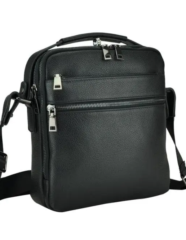 Шкіряна чоловіча сумка планшет через плече Matera, чорна