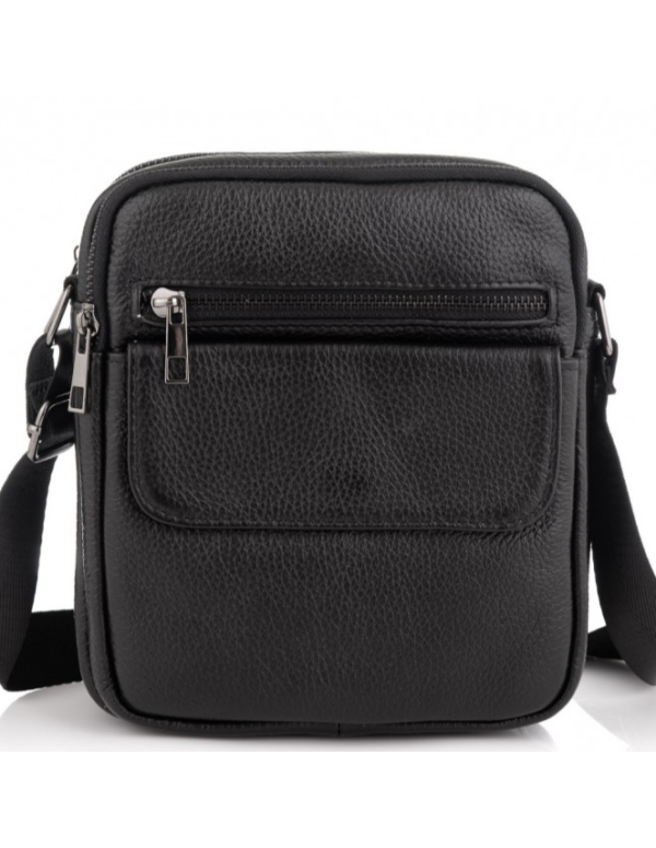 Шкіряна чоловіча сумка Velvani, чорна