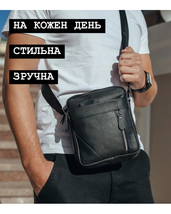 Чоловіча шкіряна сумка через плече Nola, чорна