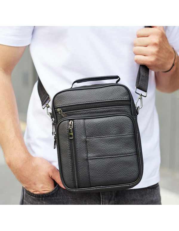 Чоловіча шкіряна сумка-барсетка Fano, чорна
