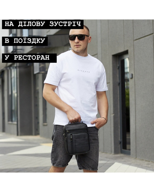 Чоловіча шкіряна сумка-барсетка Fano, чорна