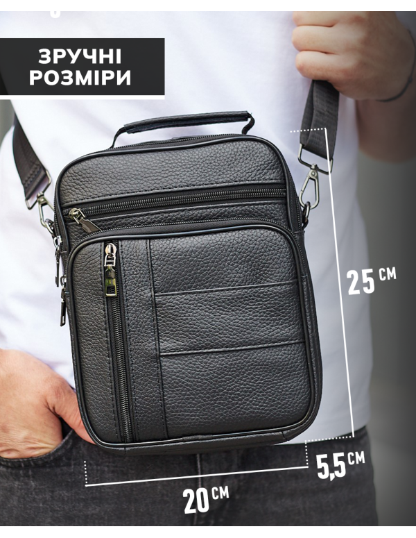 Чоловіча шкіряна сумка-барсетка Fano, чорна