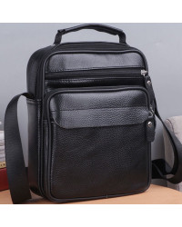 Чоловіча шкіряна барсетка через плече Morvani, чорна