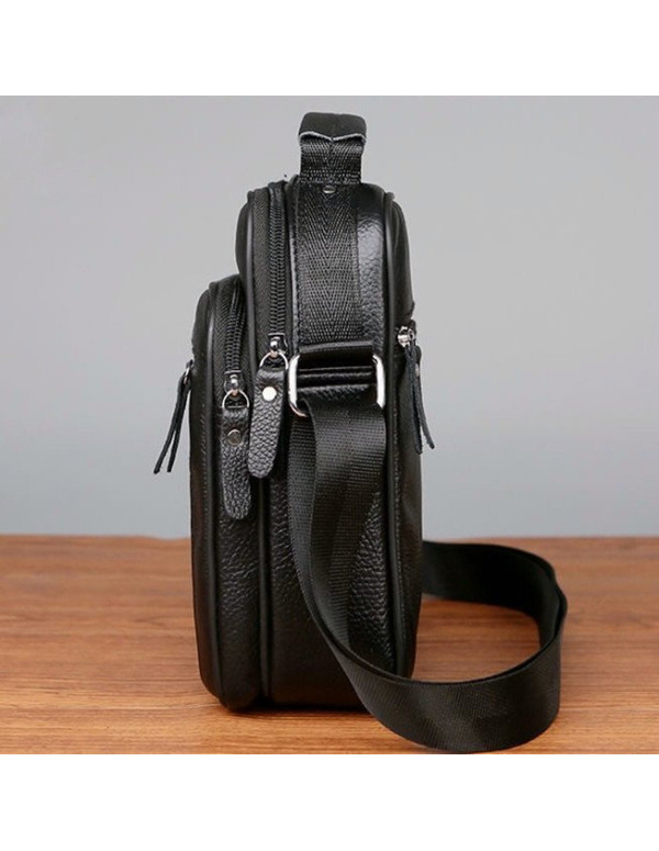 Чоловіча шкіряна барсетка через плече Morvani, чорна