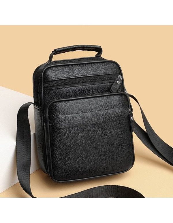 Чоловіча шкіряна барсетка через плече Morvani, чорна