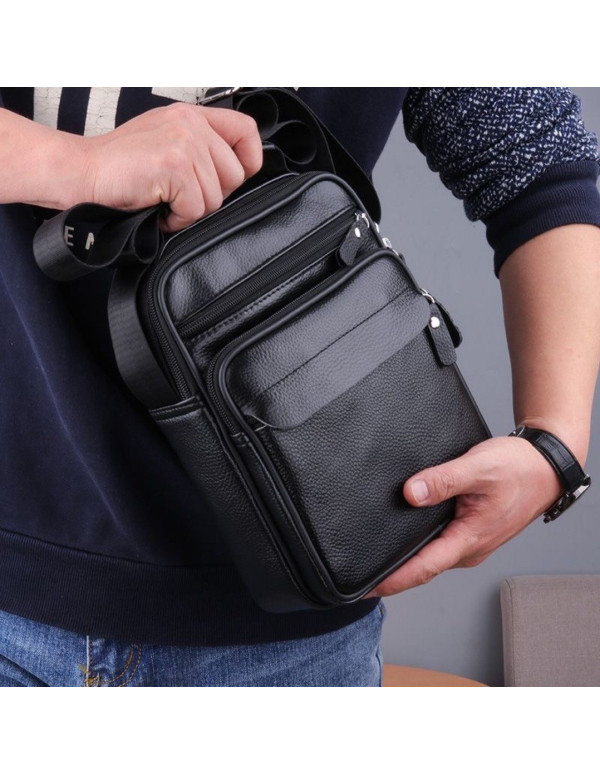 Чоловіча шкіряна барсетка через плече Morvani, чорна
