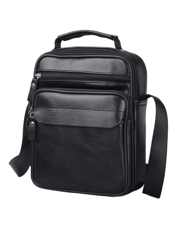 Чоловіча шкіряна барсетка через плече Morvani, чорна