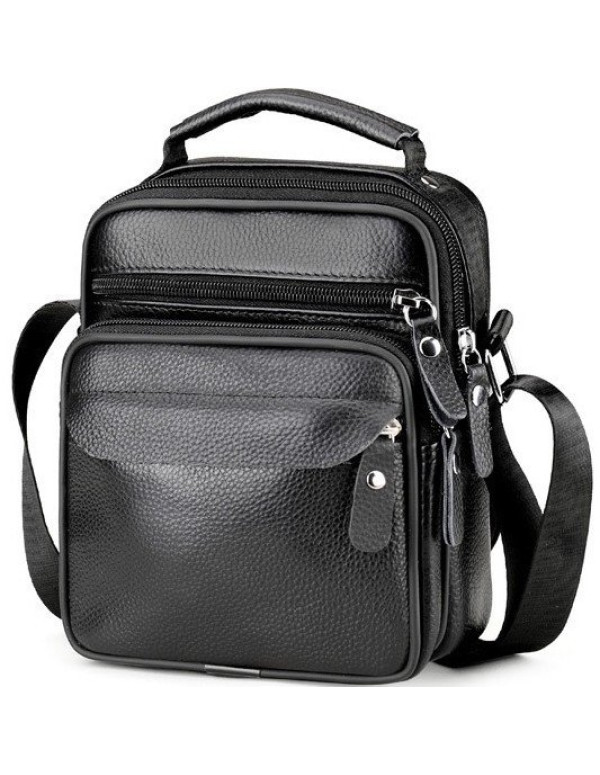 Чоловіча шкіряна барсетка через плече Montano, чорна