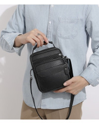 Чоловіча шкіряна барсетка через плече Montano, чорна