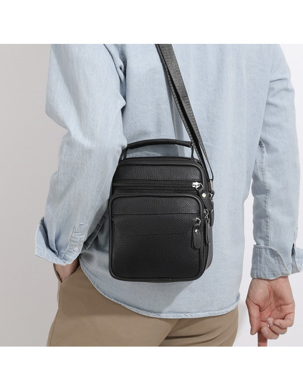 Чоловіча шкіряна барсетка через плече Montano, чорна