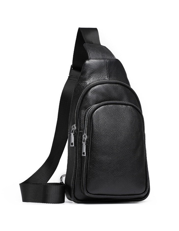 Чоловічий слінг шкіряний Ivrea, чорний