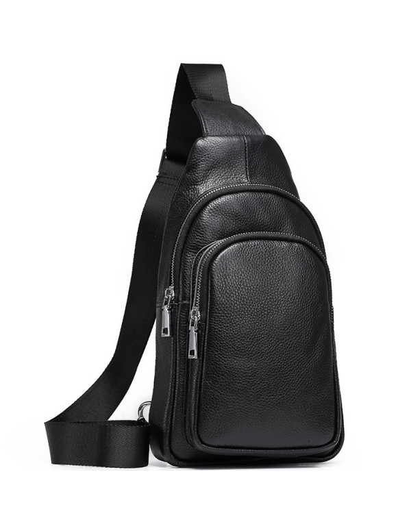 Слінг шкіряний чоловічий на плече Noto, чорна