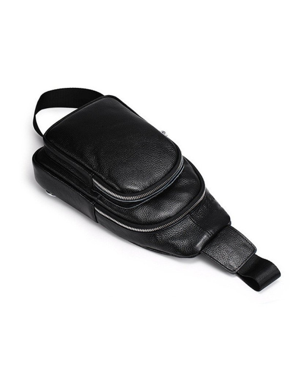 Чоловічий слінг шкіряний Ivrea, чорний