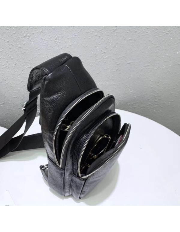 Слінг шкіряний чоловічий на плече Noto, чорна