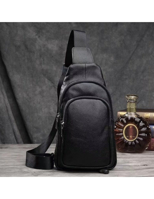 Чоловічий слінг шкіряний Ivrea, чорний