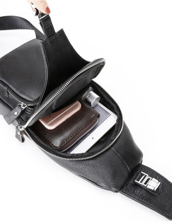 Чоловіча шкіряна сумка-слінг Bastia, чорна