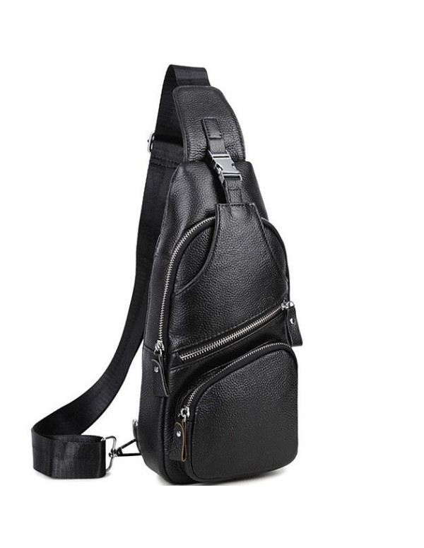 Чоловіча шкіряна сумка-слінг Bastia, чорна