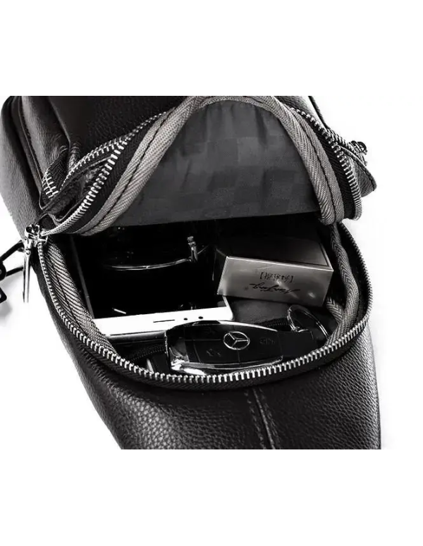 Чоловіча сумка-слінг шкіряна Andria, чорна