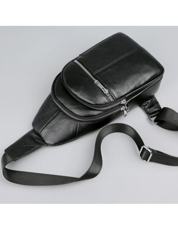 Чоловіча сумка-слінг шкіряна Andria, чорна