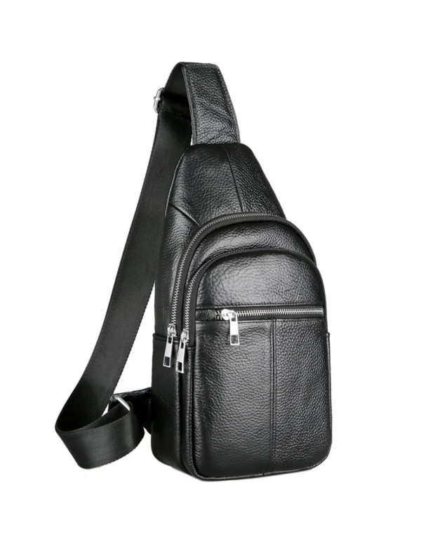 Чоловіча сумка-слінг шкіряна Andria, чорна