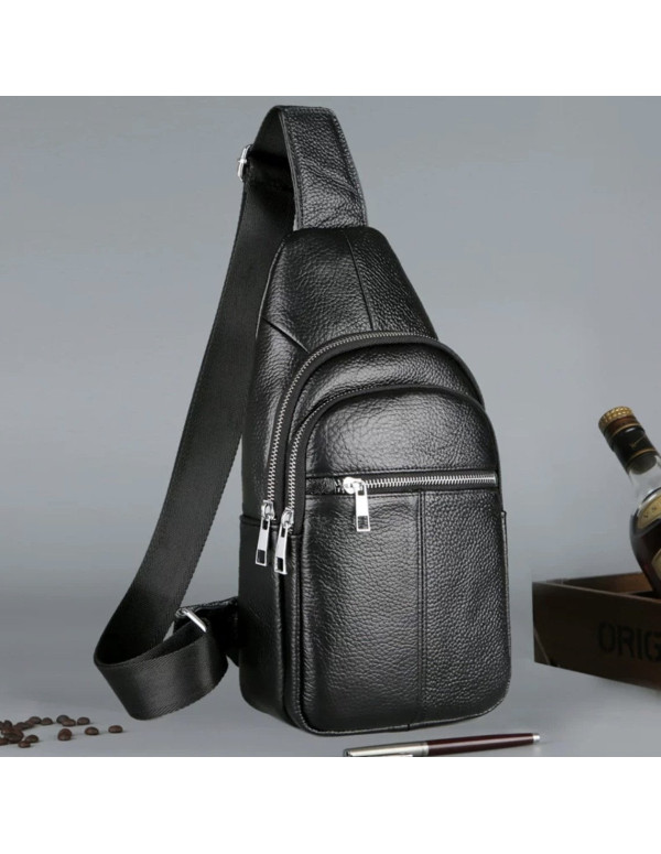 Чоловіча сумка-слінг шкіряна Andria, чорна