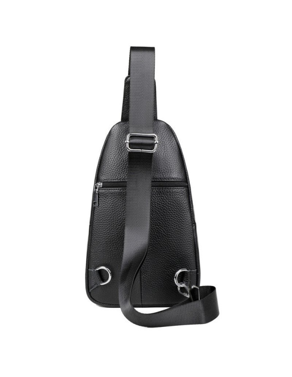Чоловіча шкіряна сумка-бананка на одне плече Biella,чорна