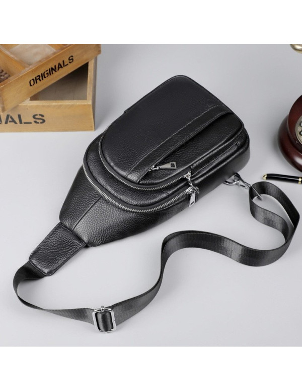 Чоловіча шкіряна сумка-бананка на одне плече Biella,чорна