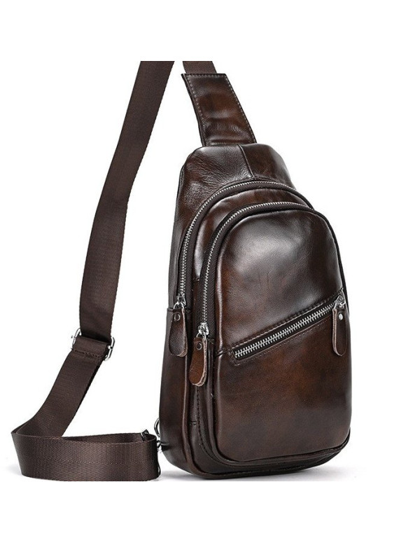 Чоловічий шкіряний слінг на одне плече Carpi, коричневий