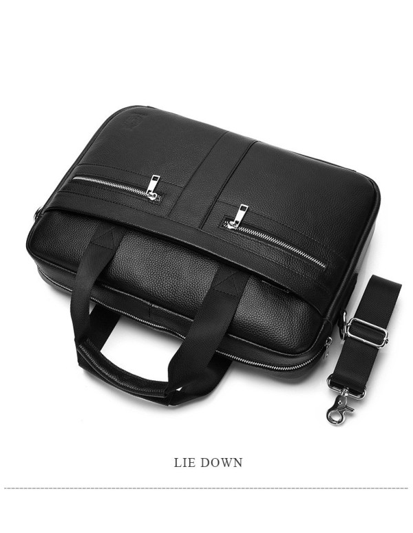 Шкіряна чоловіча сумка для ноутбука та документів Lecco, чорна