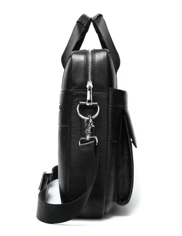 Шкіряна чоловіча сумка для ноутбука Ostin, чорна