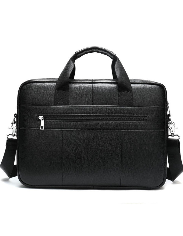 Шкіряна чоловіча сумка для ноутбука Ostin, чорна