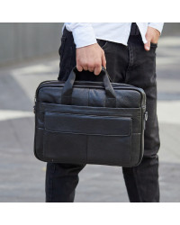 Чоловічий шкіряний портфель Wave, чорний