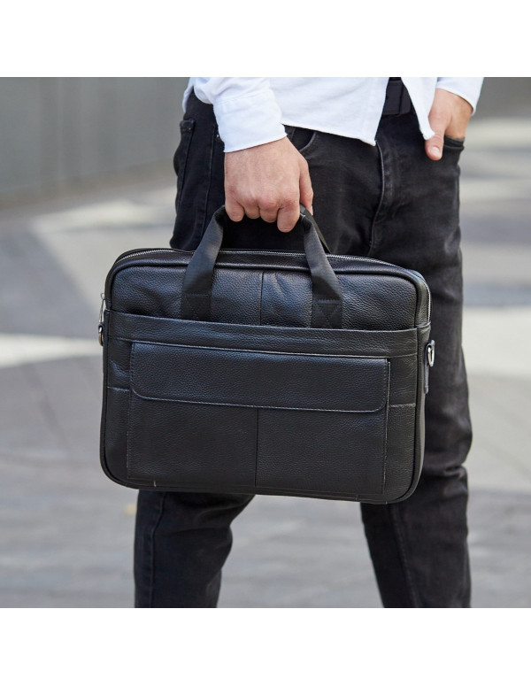 Чоловічий шкіряний портфель Wave, чорний