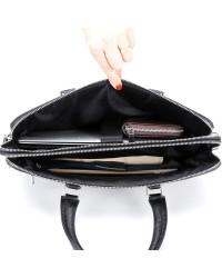 Шкіряний чоловічий діловий портфель Warden, чорний