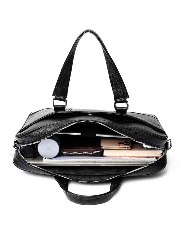 Чоловічий шкіряний портфель Feran, чорний