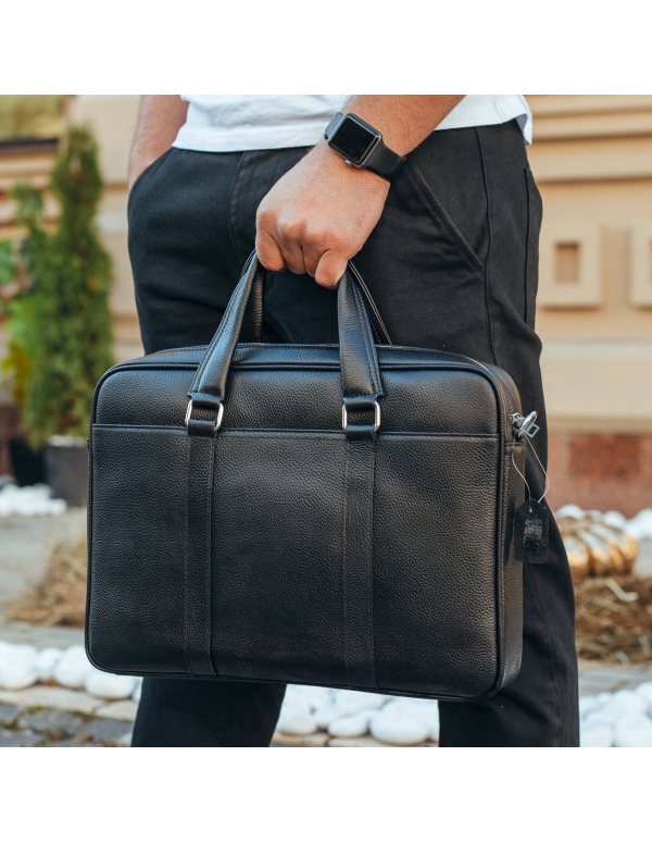 Чоловічий шкіряний портфель Feran, чорний